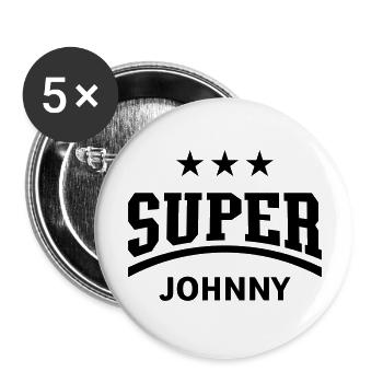 Super Johnny - Buttons groß 56 mm (5er Pack) - Weiß - Vorne