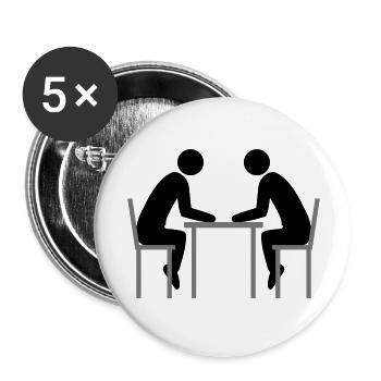 2 friends team couple office meeting talking sitting - Buttons large 2.2''/56 mm (5-pack) - white - Front