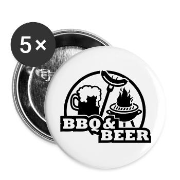 BBQ Beer - Buttons groß 56 mm (5er Pack) - Weiß - Vorne