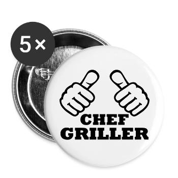Chef Griller - Buttons groß 56 mm (5er Pack) - Weiß - Vorne