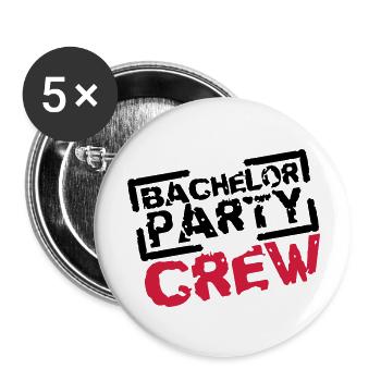 Bachelor Party Crew Stempel Design - Lot de 5 grands badges (56 mm) - blanc - Devant