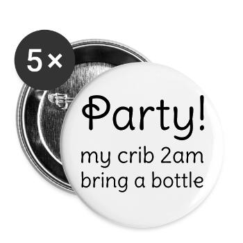 Party - Buttons groß 56 mm (5er Pack) - Weiß - Vorne