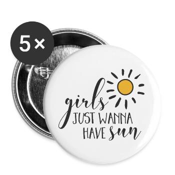 Girl Power Design Inspirierende Sonne - Buttons groß 56 mm (5er Pack) - Weiß - Vorne