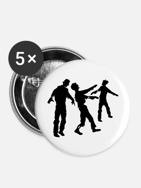 Viele Zombies Horde - Buttons groß 56 mm (5er Pack) - Weiß