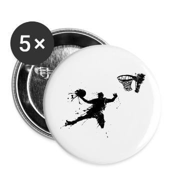 baketballer dunking II - Lot de 5 grands badges (56 mm) - blanc - Devant