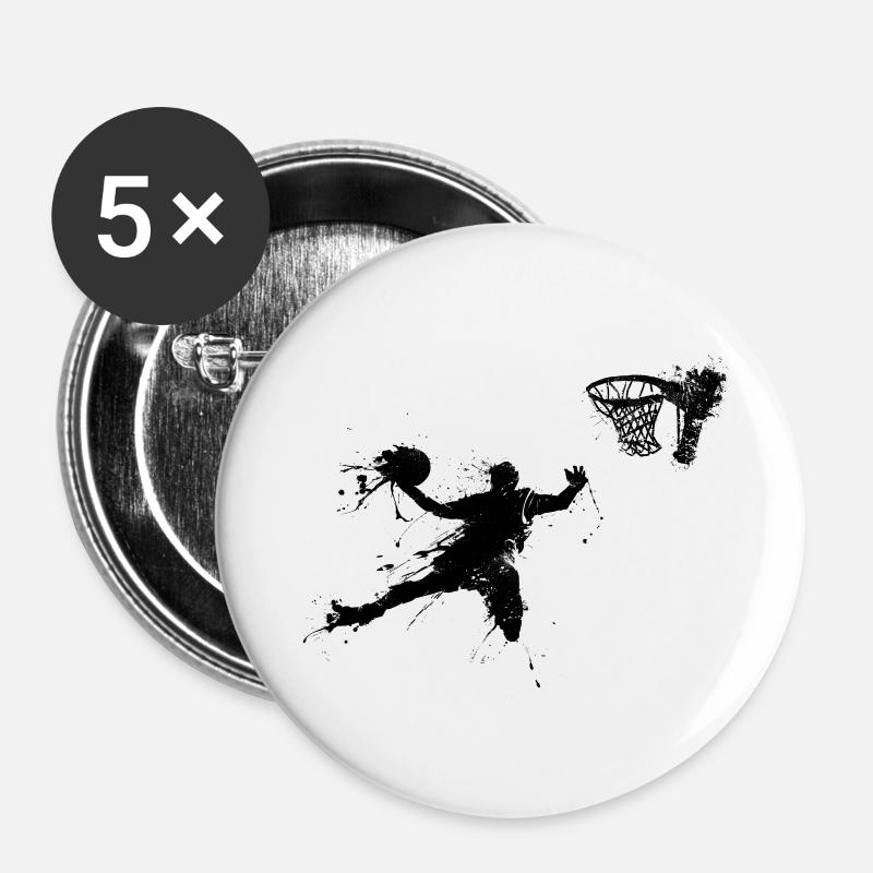 baketballer dunking II - Buttons large 2.2''/56 mm (5-pack) - white