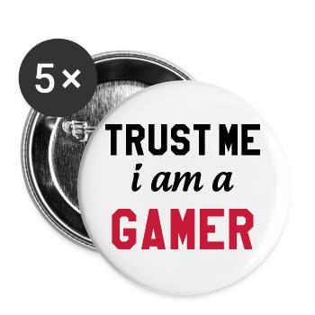 Gamer / Gaming - Lot de 5 grands badges (56 mm) - blanc - Devant