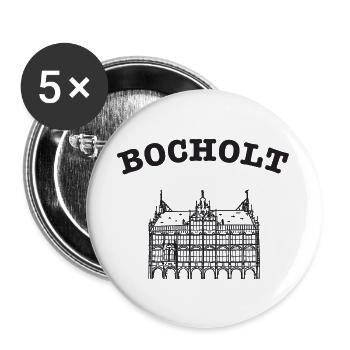 Bocholt Rathaus Linienstil, Handzeichnung - Buttons groß 56 mm (5er Pack) - Weiß - Vorne