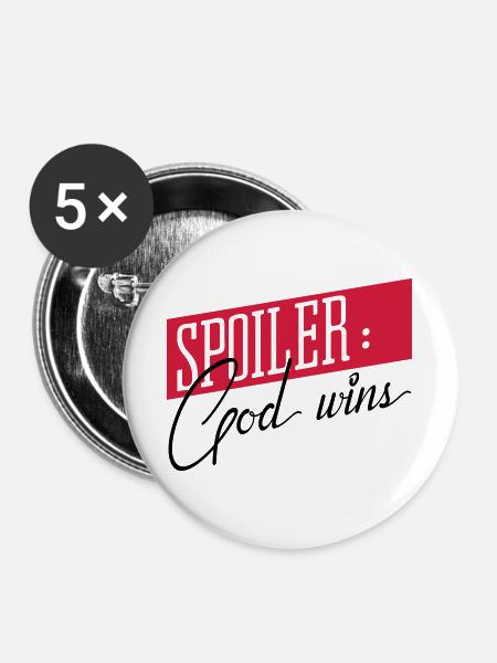 Gott gewinnt - Buttons groß 56 mm (5er Pack) - Weiß