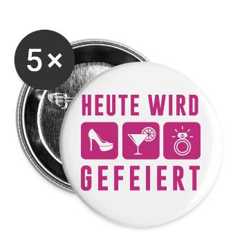 Team Braut - Bridal Shower - Party - JGA - Buttons groß 56 mm (5er Pack) - Weiß - Vorne