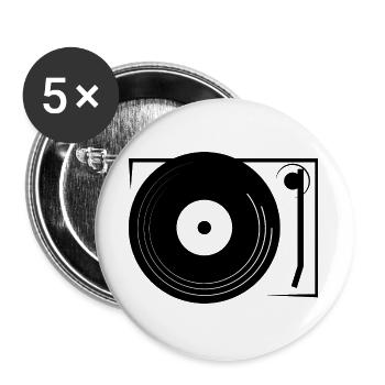 retro DJ Plattenspieler Mischpult Disc Symbol icon - Buttons groß 56 mm (5er Pack) - Weiß - Vorne
