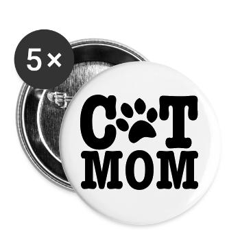 cat mom - Buttons large 2.2''/56 mm (5-pack) - white - Front
