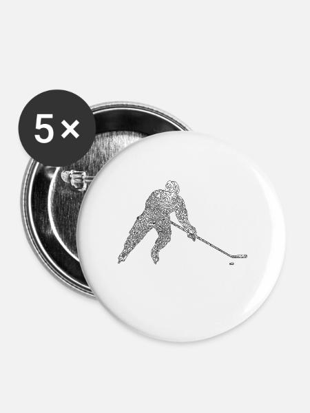 Hockey - Buttons groß 56 mm (5er Pack) - Weiß