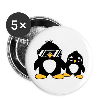 pingouin papa enfant bébé garçon père fils fille f - Lot de 5 grands badges (56 mm) - blanc - Devant