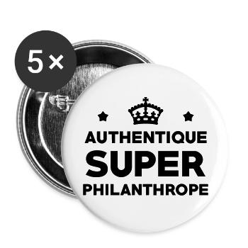 Philanthrope / Philanthropie / Association / - Lot de 5 grands badges (56 mm) - blanc - Devant