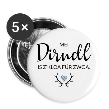 Mei Dirndl is z'kloa für zwoa - Bayern, schwanger - Buttons groß 56 mm (5er Pack) - Weiß - Vorne