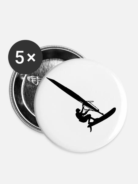 Windsurfer (Vector) - Buttons groß 56 mm (5er Pack) - Weiß