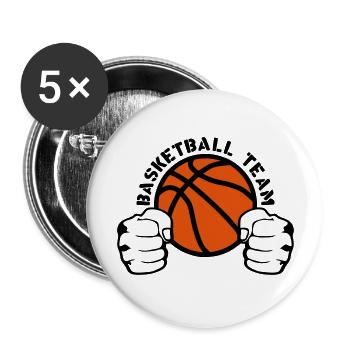 basketball team poing ferme frappe logo - Lot de 5 grands badges (56 mm) - blanc - Devant