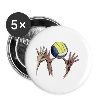 volleyball - Buttons large 2.2''/56 mm (5-pack) - white - Front