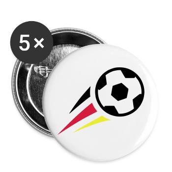 Fußball mit Streifen Deutschland - Buttons groß 56 mm (5er Pack) - Weiß - Vorne