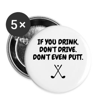 Golf - Sport - Golfer - Club - Green - Game - Play - Buttons groß 56 mm (5er Pack) - Weiß - Vorne