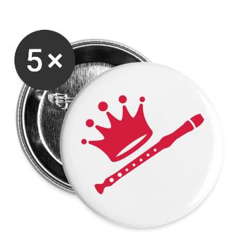 Flûte Flûtiste Musique Musicien Concert - Lot de 5 grands badges (56 mm) - blanc - Devant