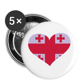 Georgien Herz; Heart Georgia - Lot de 5 grands badges (56 mm) - blanc - Devant
