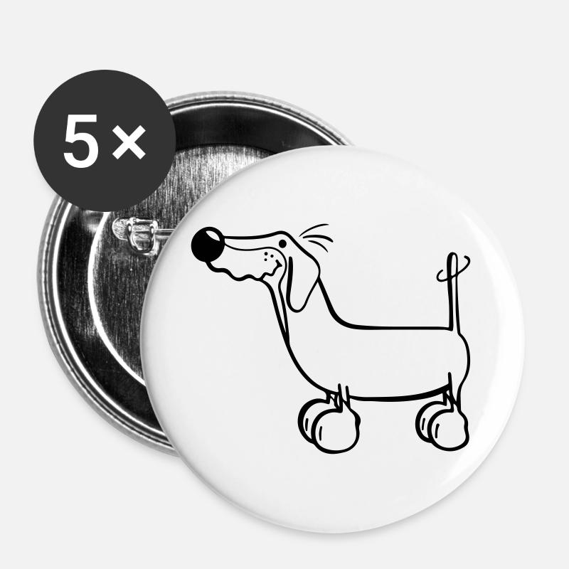 Funny Dachshund - Buttons large 2.2''/56 mm (5-pack) - white