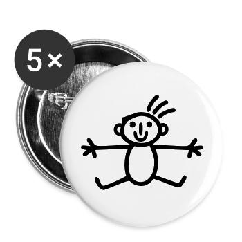 Strichmännchen Junge - Buttons groß 56 mm (5er Pack) - Weiß - Vorne