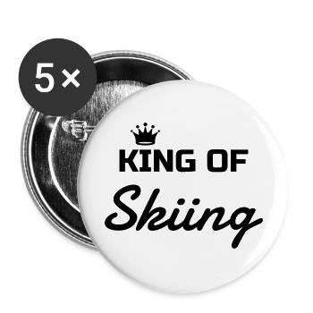 Skifahren Skifahrer Sport Ski Spieler - Buttons groß 56 mm (5er Pack) - Weiß - Vorne