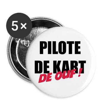 Go-Kart / Karting / Kart / Fahrer - Buttons groß 56 mm (5er Pack) - Weiß - Vorne