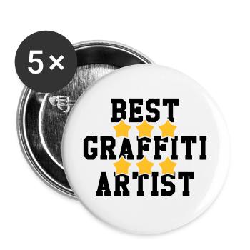 Graffiti / Tag / Writer / Street Art / Graff - Buttons large 2.2''/56 mm (5-pack) - white - Front