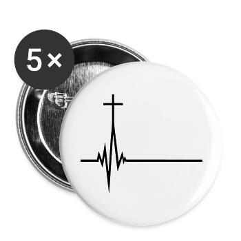 la fréquence des impulsions en direct Pulsschlag b - Lot de 5 grands badges (56 mm) - blanc - Devant