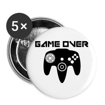 Game Over - Buttons groß 56 mm (5er Pack) - Weiß - Vorne