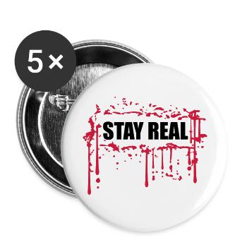 rahmen umrandung stay real rot blut graffiti sprit - Buttons groß 56 mm (5er Pack) - Weiß - Vorne
