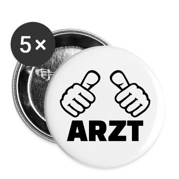 Arzt - Buttons groß 56 mm (5er Pack) - Weiß - Vorne