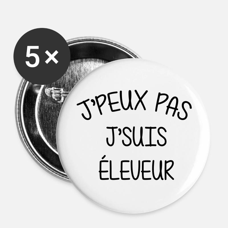 Famer Dog Cat Züchter Elevage Eleveur - Buttons large 2.2''/56 mm (5-pack) - white