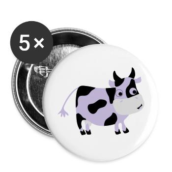 Lustige Kuh Luise - Bauernhof - Buttons groß 56 mm (5er Pack) - Weiß - Vorne