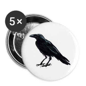 Corbeau maison corbeau - Lot de 5 grands badges (56 mm) - blanc - Devant