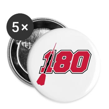 treffer 180 punkte logo silhouette dart pfeil dart - Buttons groß 56 mm (5er Pack) - Weiß - Vorne