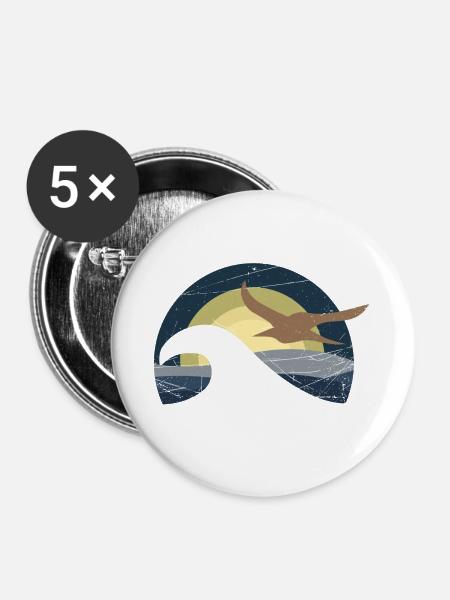 Möwe am Meer - Buttons groß 56 mm (5er Pack) - Weiß