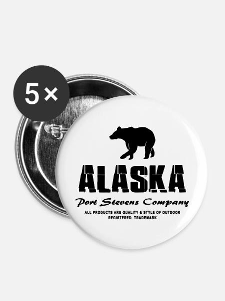 Alaska - Grizzly - Buttons groß 56 mm (5er Pack) - Weiß