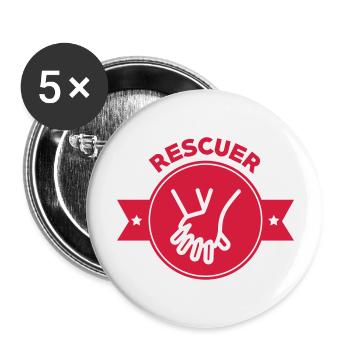 Erste Hilfe / Retter / Retterin / Arzt - Buttons groß 56 mm (5er Pack) - Weiß - Vorne
