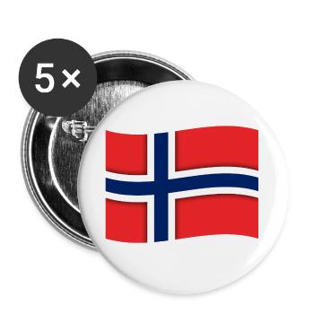 Norwegische Flagge - Buttons groß 56 mm (5er Pack) - Weiß - Vorne