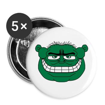 monster gesicht lustig oger ork troll knom horror - Buttons groß 56 mm (5er Pack) - Weiß - Vorne