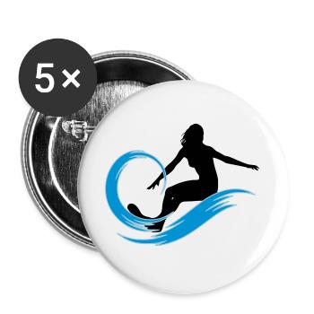surfeuse - Lot de 5 grands badges (56 mm) - blanc - Devant