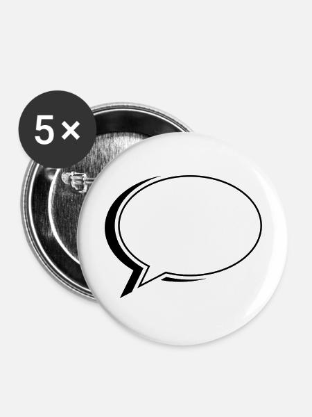 sprechblase oval - Buttons groß 56 mm (5er Pack) - Weiß