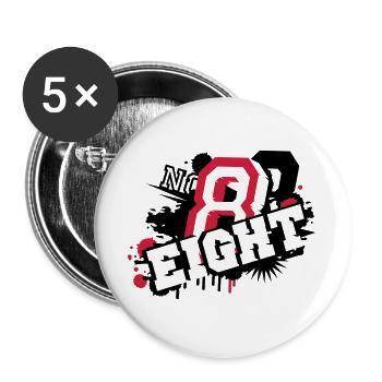 nombre élégant huit graffiti en 3D - Lot de 5 grands badges (56 mm) - blanc - Devant