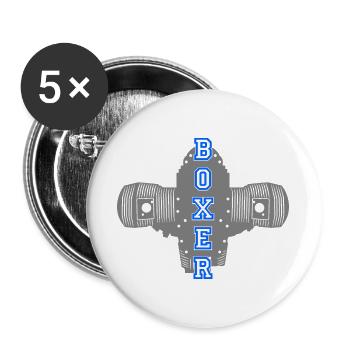 Boxer moto moto motard motard - Lot de 5 grands badges (56 mm) - blanc - Devant