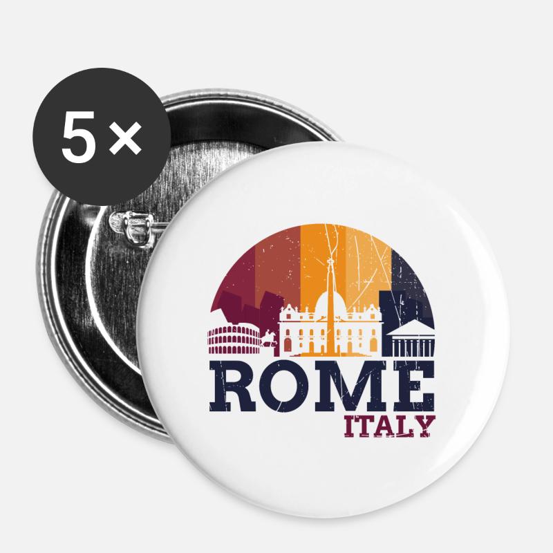 Rome - Italy - Buttons large 2.2''/56 mm (5-pack) - white